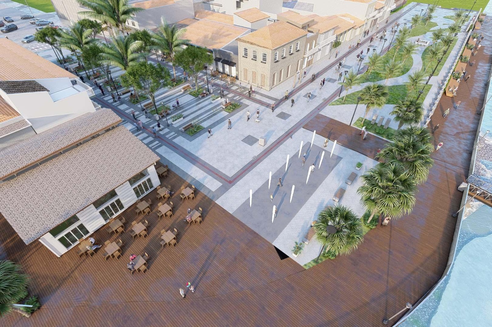 Projeto de revitalização da Orla Histórica prevê novos espaços de convivência e valorização da relação da cidade com a Baía. Imagem: Governo do Paraná.